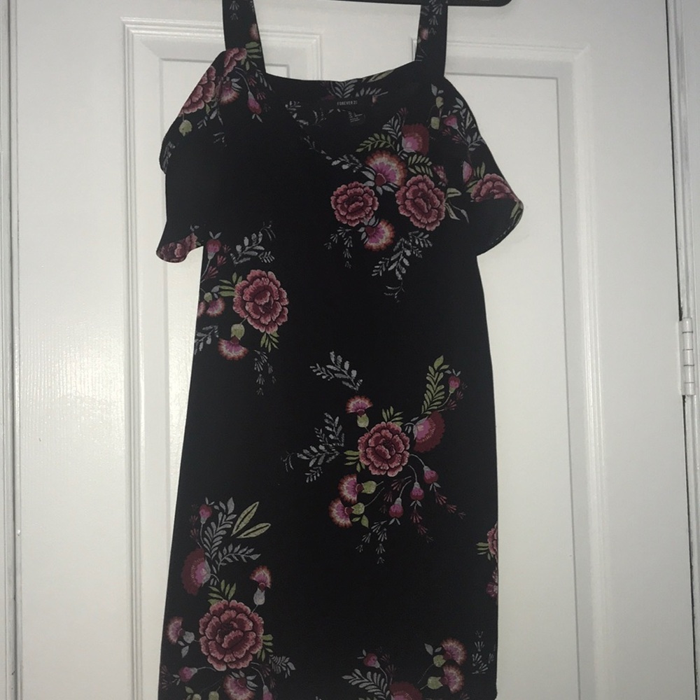 Forever 21 black off the shoulder floral dress